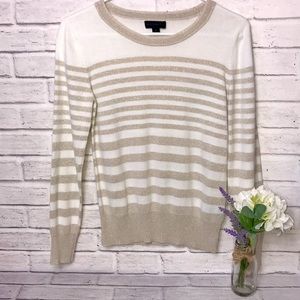 Cream and Tan Stripe Sweater